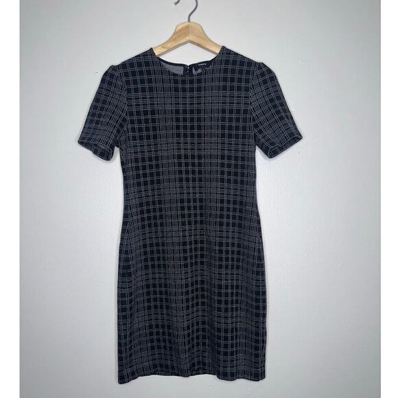 Theory Rijik Plaid Short Sleeve Career Dress Black White Size 4 - Picture 2 of 7